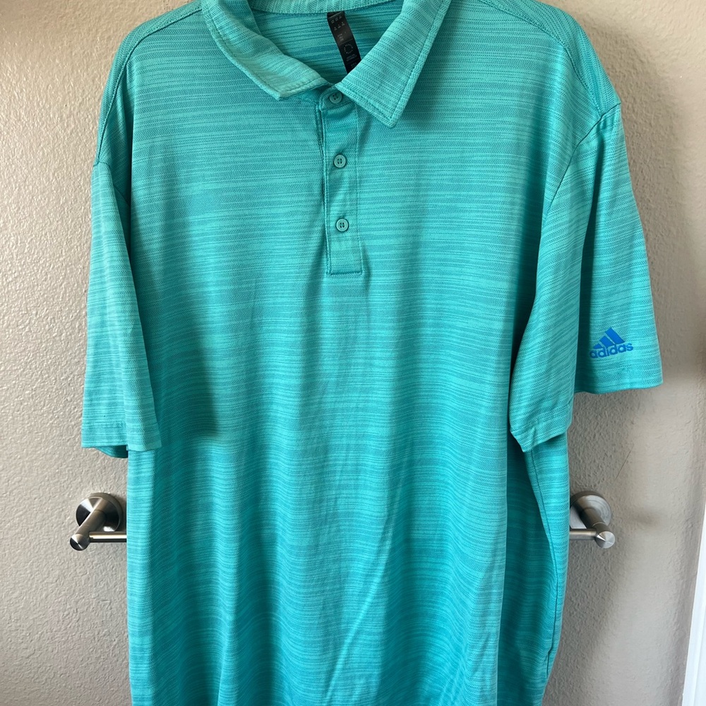 Adidas Blue Polo Shirt Classic Design Short Sleeves